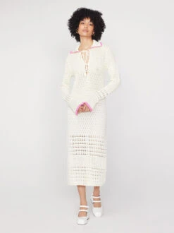 Delilah Ivory Crochet Knit Dress