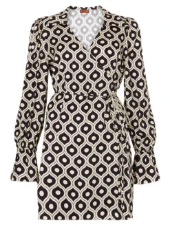 Diane Black Wallpaper Print Mini Wrap Dress -New Modern Dress Sales diane black wallpaper print mini wrap dress by kitri studio 29138547015731