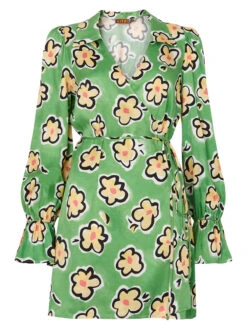 Diane Green Painted Floral Wrap Mini Dress -New Modern Dress Sales diane green painted floral wrap mini dress by kitri studio 29131120312371