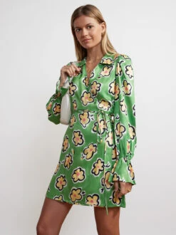 Diane Green Painted Floral Wrap Mini Dress -New Modern Dress Sales diane green painted floral wrap mini dress by kitri studio 29131120345139