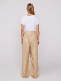 Edith Camel Stripe Wide-Leg Trousers -New Modern Dress Sales edith camel stripe wide leg trousers by kitri studio 40260128768300