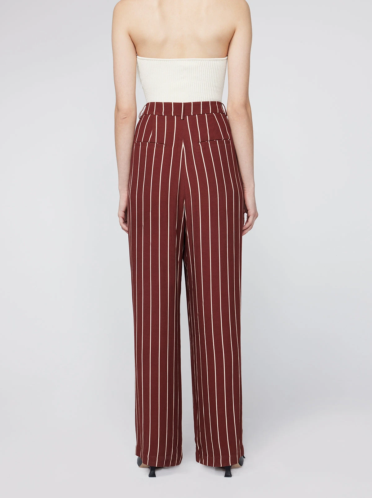 Edith Mocha Stripe Wide-Leg Trousers 4 Edith Mocha Stripe Wide-Leg Trousers - Image 4