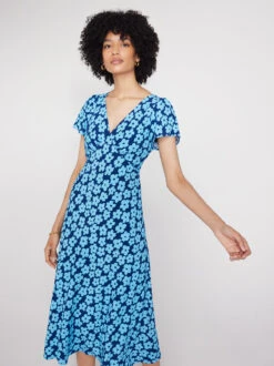 Effie Blue Blurred Floral Midi Dress -New Modern Dress Sales effie blue blurred floral midi dress by kitri studio 41861527077164