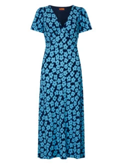 Effie Blue Blurred Floral Midi Dress -New Modern Dress Sales effie blue blurred floral midi dress by kitri studio 41861559681324