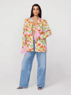 Emilia Pink Garden Floral Blazer -New Modern Dress Sales emilia pink garden floral blazer by kitri studio 43896249450796