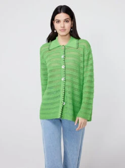 Gaia Green Crochet Knit Cardigan -New Modern Dress Sales gaia green crochet knit cardigan by kitri studio 41290483958060