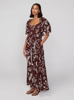 Gianna Coco Palm Print Maxi Dress