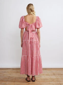 Gianna Tie Back Red Gingham Maxi Dress -New Modern Dress Sales gianna tie back red gingham maxi dress by kitri studio 40260356800812