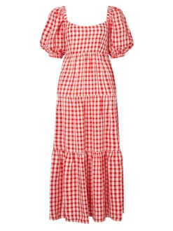Gianna Tie Back Red Gingham Maxi Dress -New Modern Dress Sales gianna tie back red gingham maxi dress by kitri studio 40260357423404