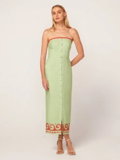 Gilda Pistachio Wave Print Midi Dress -New Modern Dress Sales gilda pistachio wave print midi dress by kitri studio 45086288347436