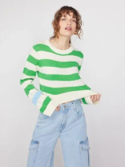 Gillian Green Stripe Intarsia Sweater