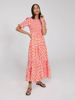 Gracie Picnic Check Shirred Dress