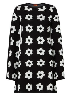 Greta Black Tiled Floral Knit Mini Dress -New Modern Dress Sales greta black tiled floral knit mini dress by kitri studio 43896510284076