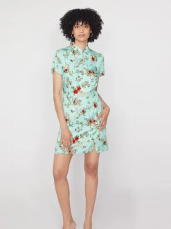 Gretchen Mint Cherub Print Mini Dress