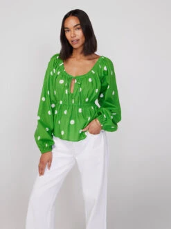 Hadley Green Polka Dot Top