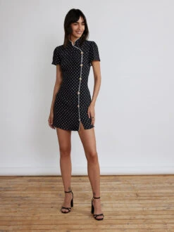 Harlow Black Polka Dot Mini Dress -New Modern Dress Sales harlow black polka dot mini dress by kitri studio 29318830587955