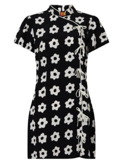 Harlow Black Tiled Floral Mini Dress -New Modern Dress Sales harlow black tiled floral mini dress by kitri studio 44070724337964