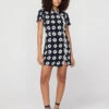 Harlow Black Tiled Floral Mini Dress