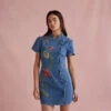 Harlow Embroidered Denim Mini Dress