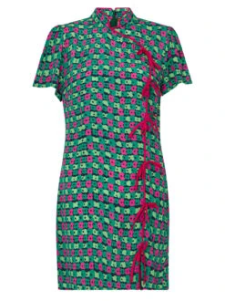 Harlow Green Linear Floral Mini Dress -New Modern Dress Sales harlow green linear floral mini dress by kitri studio 29136847568947