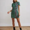 Harlow Green Linear Floral Mini Dress
