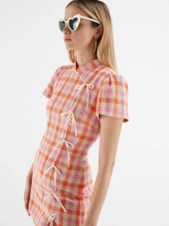 Harlow Orange And Pink Check Mini Dress -New Modern Dress Sales harlow orange and pink check mini dress by kitri studio 28887860740147