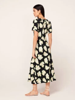 Hilda Black Vine Leaf Midi Dress -New Modern Dress Sales hilda black vine leaf midi dress by kitri studio 44070874349868
