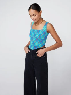 Ines Blue Check Top -New Modern Dress Sales ines blue check top by kitri studio 41886553768236