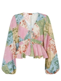 Irene Patched Toile De Jouy Top -New Modern Dress Sales irene patched toile de jouy top by kitri studio 44071346929964