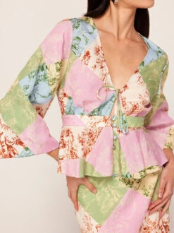 Irene Patched Toile De Jouy Top -New Modern Dress Sales irene patched toile de jouy top by kitri studio 44071402111276