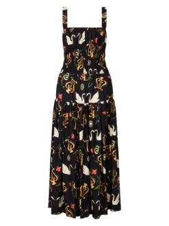 Isobel Black Cygnus And Lyra Print Midi Dress -New Modern Dress Sales isobel black cygnus and lyra print midi dress by kitri studio 45097681912108
