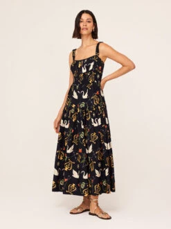 Isobel Black Cygnus And Lyra Print Midi Dress -New Modern Dress Sales isobel black cygnus and lyra print midi dress by kitri studio 45733763678508