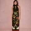 Jacquetta Black Cygnus And Lyra Print Halterneck Maxi Dress