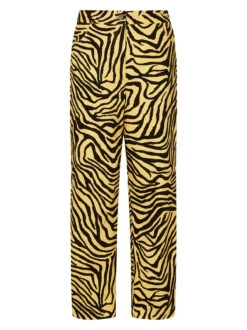 Janice Yellow Zebra Print Cotton Twill Trousers -New Modern Dress Sales janice yellow zebra print cotton twill trousers by kitri studio 29131290935347