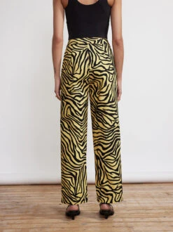 Janice Yellow Zebra Print Cotton Twill Trousers -New Modern Dress Sales janice yellow zebra print cotton twill trousers by kitri studio 29131291033651