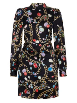 Jessa Black Chain Print Mini Dress -New Modern Dress Sales jessa black chain print mini dress by kitri studio 41895094583596