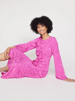 Keira Pink Chain Jacquard Maxi Dress -New Modern Dress Sales keira pink chain jacquard maxi dress by kitri studio 41862949339436