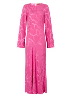 Keira Pink Chain Jacquard Maxi Dress -New Modern Dress Sales keira pink chain jacquard maxi dress by kitri studio 41862958285100