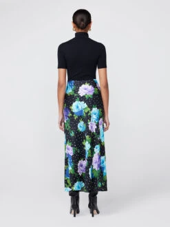 Layla Blue Painted Rose Midi Skirt -New Modern Dress Sales layla blue painted rose midi skirt by kitri studio 41896710766892