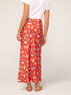 Layla Red Pottery Print Skirt -New Modern Dress Sales layla red pottery print midi skirt by kitri studio 45098234151212