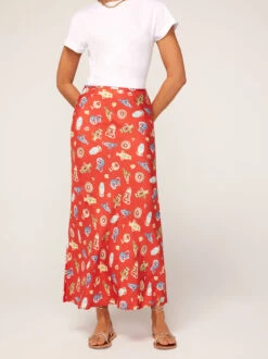 Layla Red Pottery Print Skirt -New Modern Dress Sales layla red pottery print midi skirt by kitri studio 45098235658540
