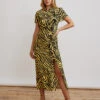 Leia Yellow Zebra Print Midi Dress