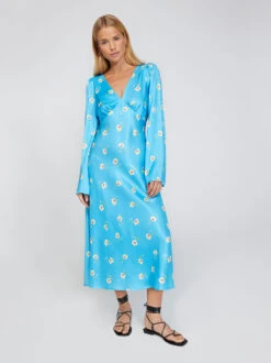 Libby Blue Pansy Print Dress