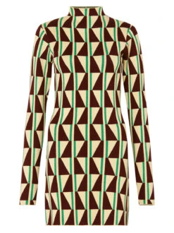 Logan Chocolate Tile Print Knit Mini Dress -New Modern Dress Sales logan chocolate tile print knit mini dress by kitri studio 29136622420019