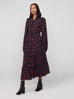 Lori Black Cherry Shirt Dress