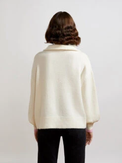 Lorna Ivory Alpaca Blend Zip Collar Sweater -New Modern Dress Sales lorna ivory alpaca blend zip collar sweater by kitri studio 28293470486579