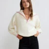 Lorna Ivory Alpaca Blend Zip Collar Sweater