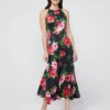 Lucia Red Painted Rose Halter Dress