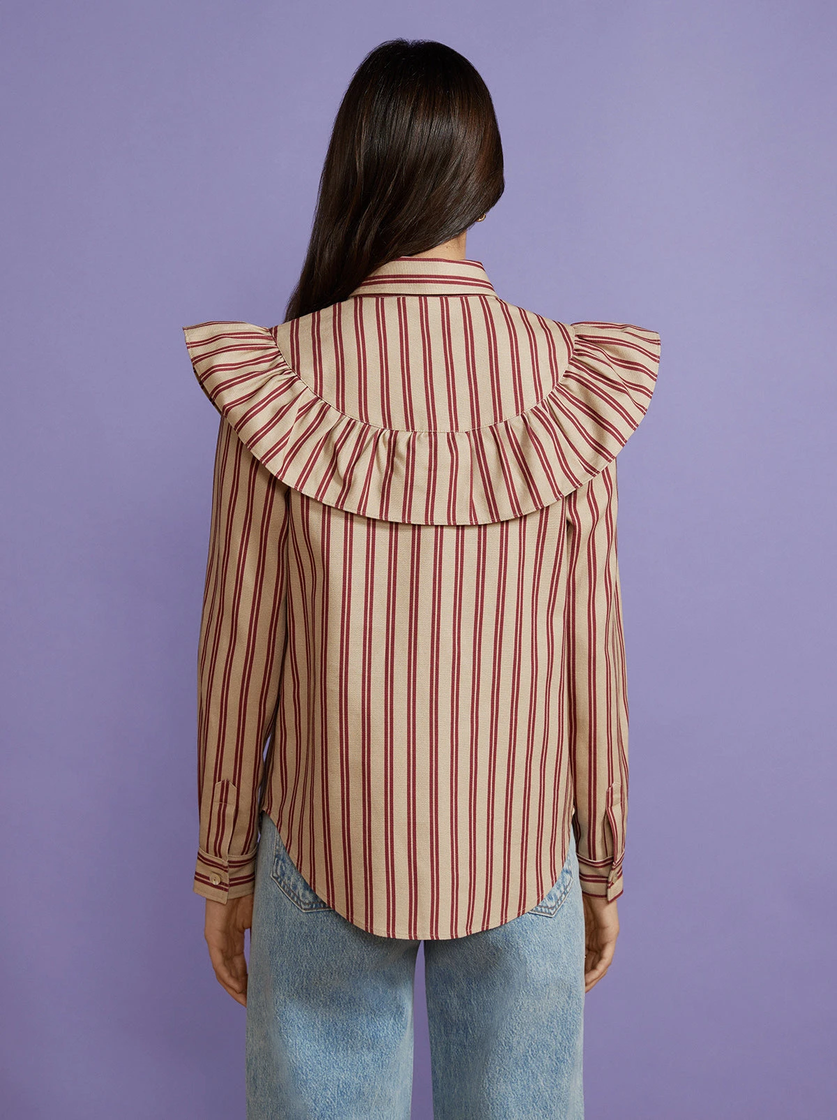 Lucinda Striped Canvas Frilled Shirt 2 Lucinda Striped Canvas Frilled Shirt - Image 2