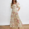 Maggie Vintage Plates Maxi Dress